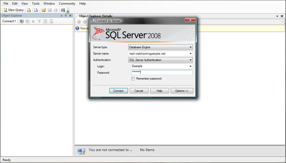 How to Use Microsoft SQL Server 2008 to Connect to your Database