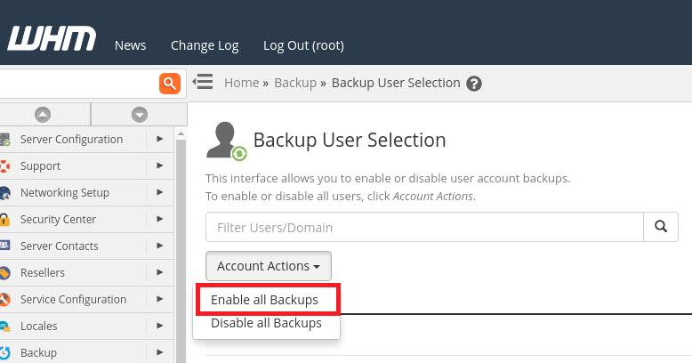 Backup User Selection