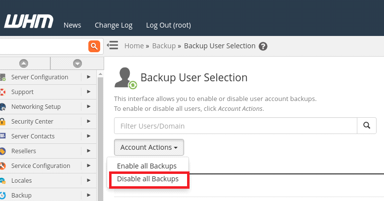 Backup User Selection