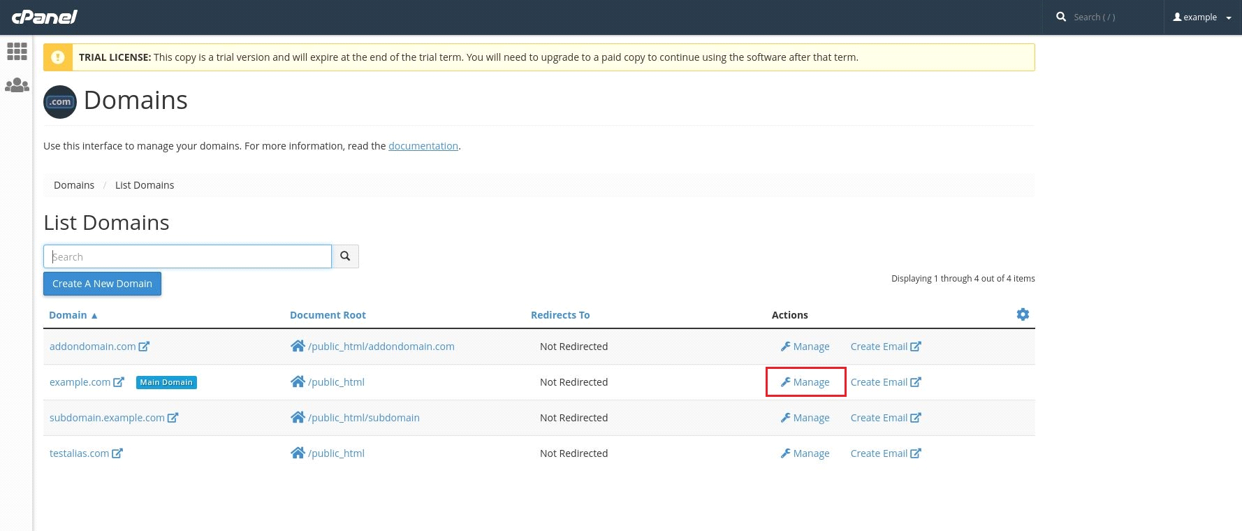 Domains In Cpanel