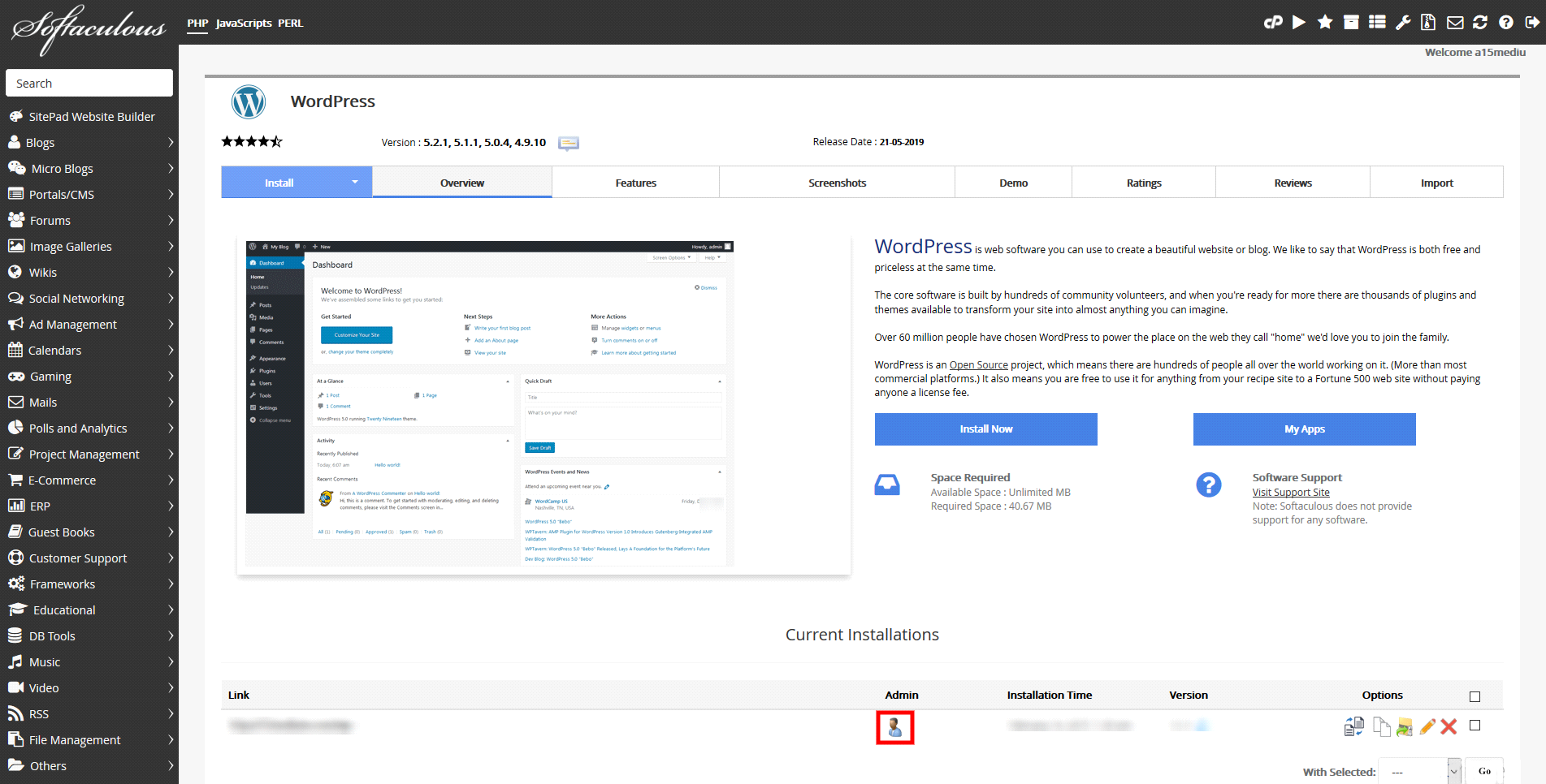 Wordpress Control Panel