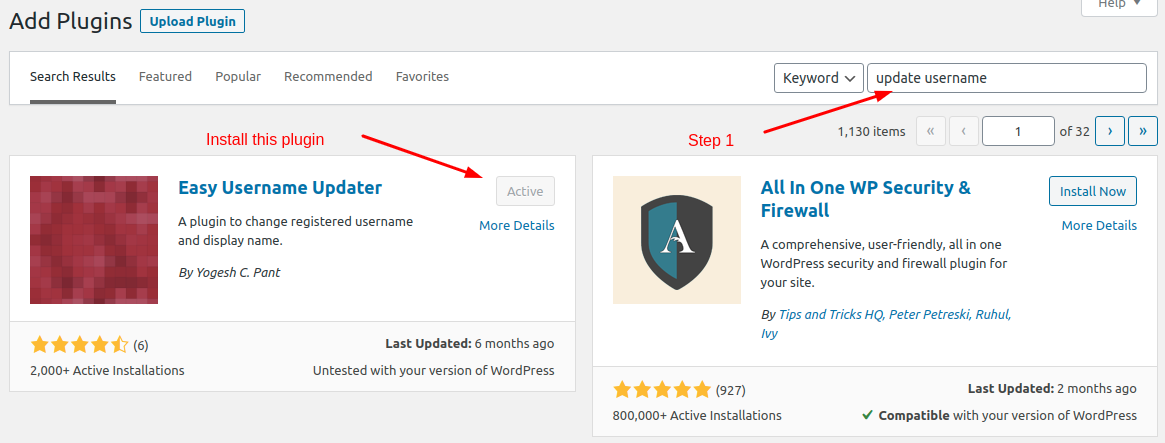 Change Wordpress Username Utilizing A Plugin - Step 1