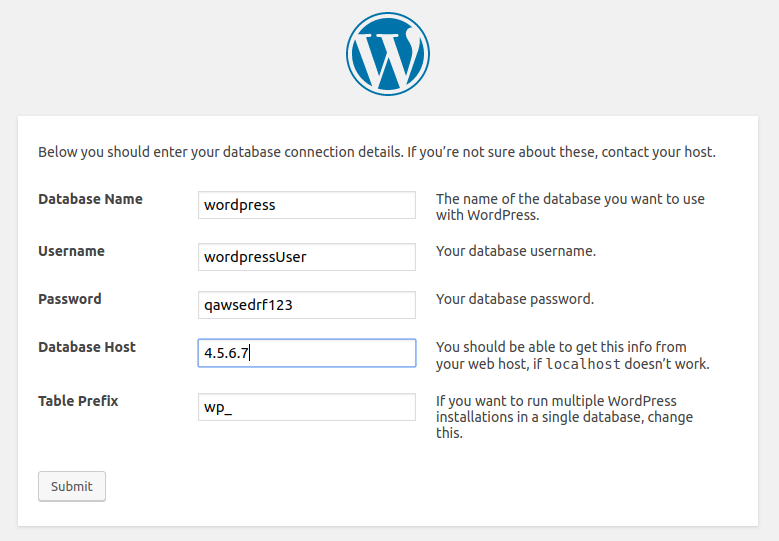 Wordpress With External Database