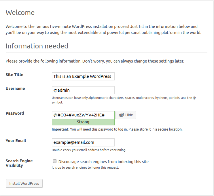 Wordpress Installation - Step 4