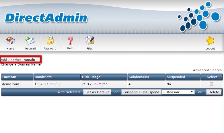 Domain Setup In Directadmin