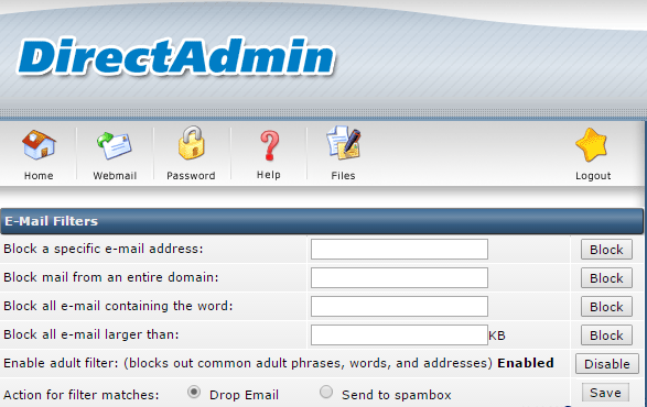 Spam Filters In Directadmin