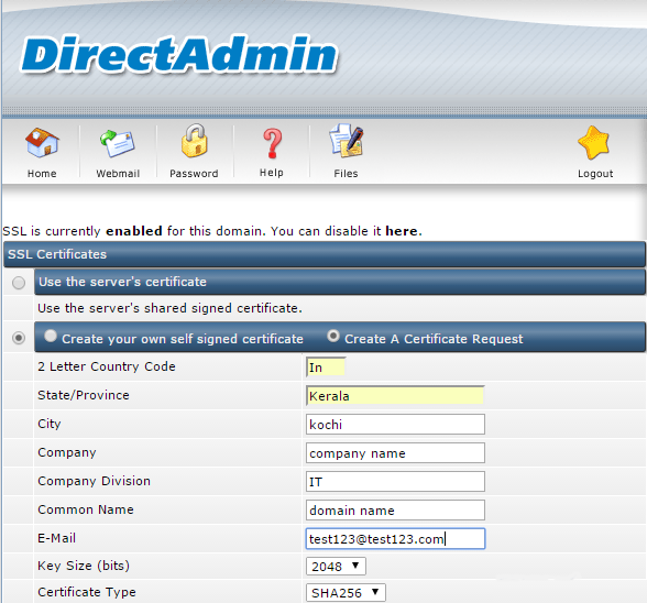 Install Ssl Certificate In Direct Admin