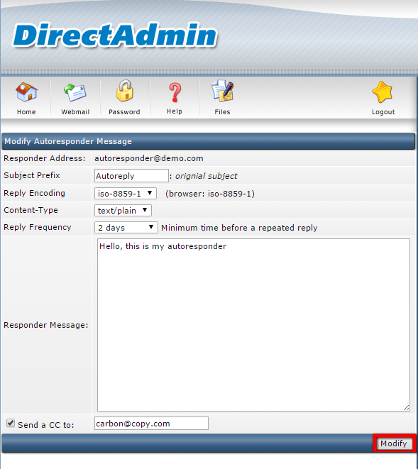 How To Manage Autoresponders In Directadmin