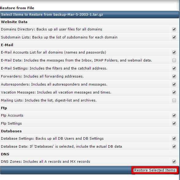 Backup Management In Direct Admin