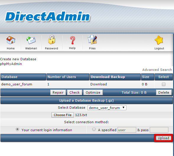 Mysql Management In Direct Admin