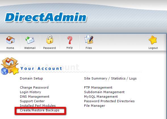 Backup Management In Directadmin