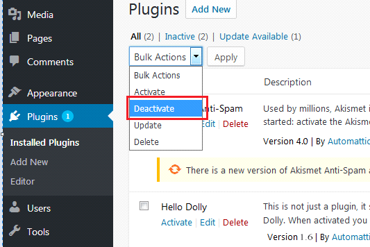 Downgrade Wp