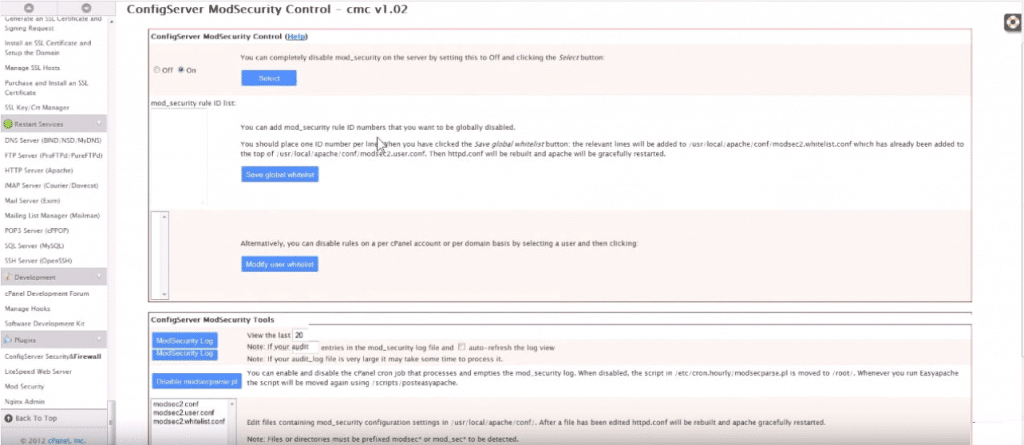 Install Configserver Modsecurity Control In Cpanel