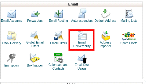 Cpanels Email Deliverability Interface