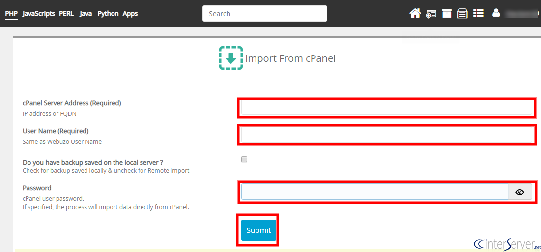 Cpanel To Webuzo Migration