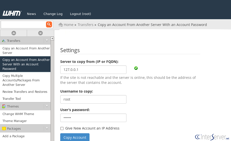 Transfer A Cpanel Account