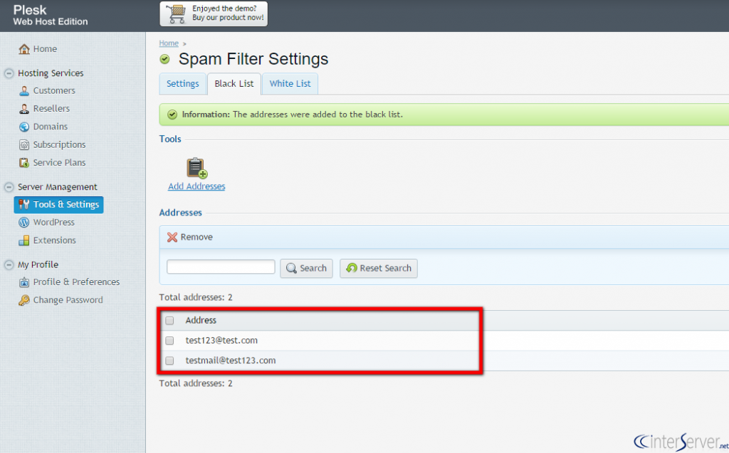 Spam Filter Settings In Plesk