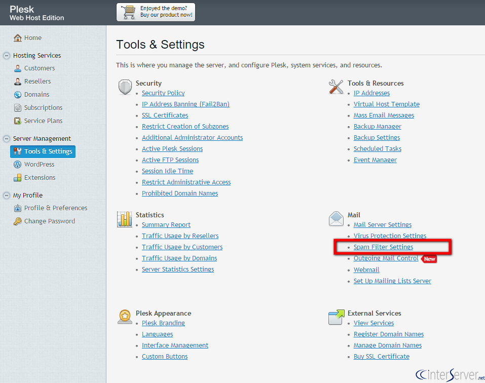 Spam Filter Settings In Plesk