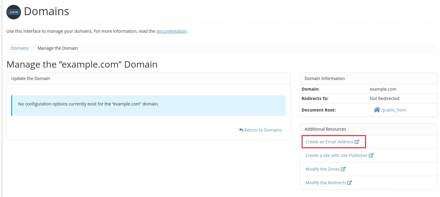 Domains in cPanel