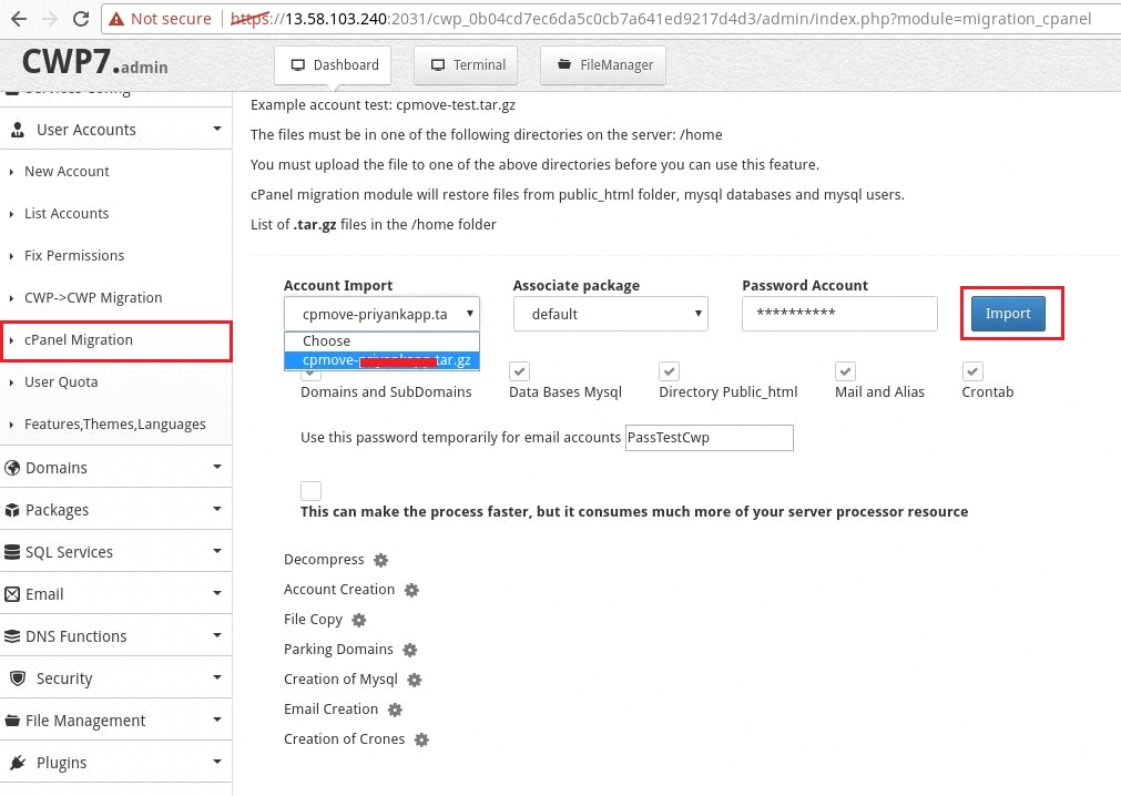 cPanel to CWP