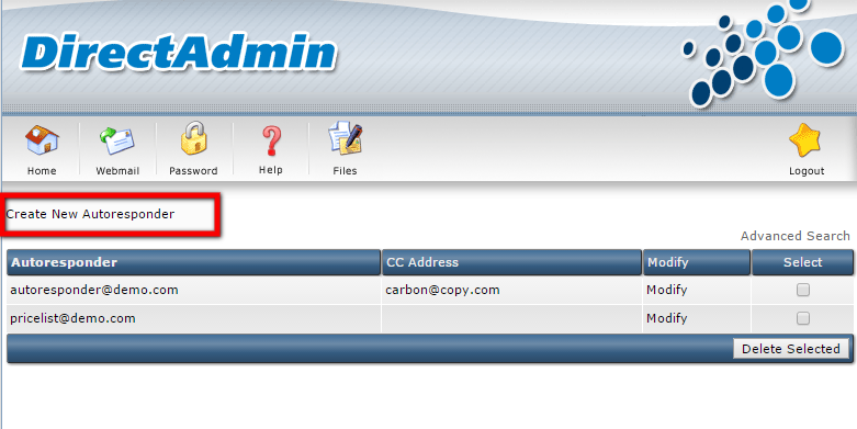 How to manage Autoresponders in DirectAdmin