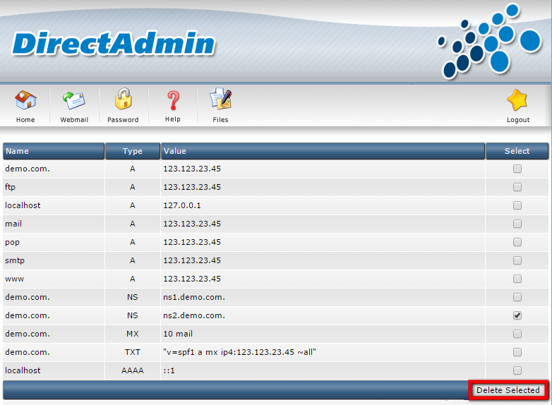 DNS Management in DirectAdmin