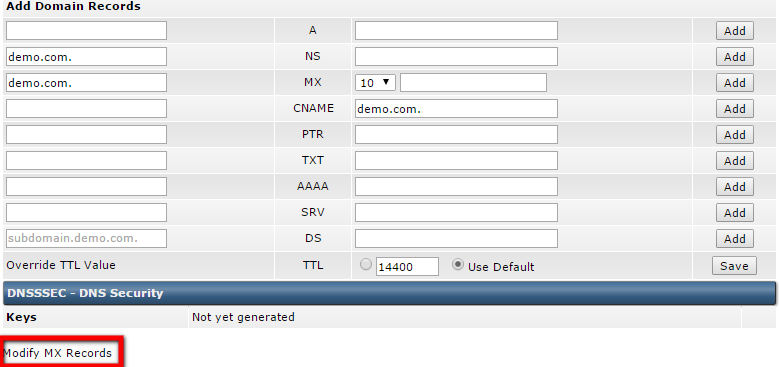 DNS Management in DirectAdmin