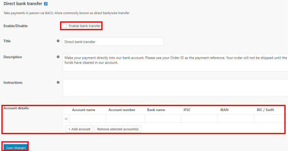 payment methods