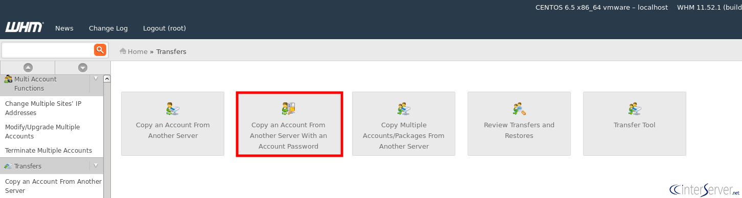 Transfer a cPanel account