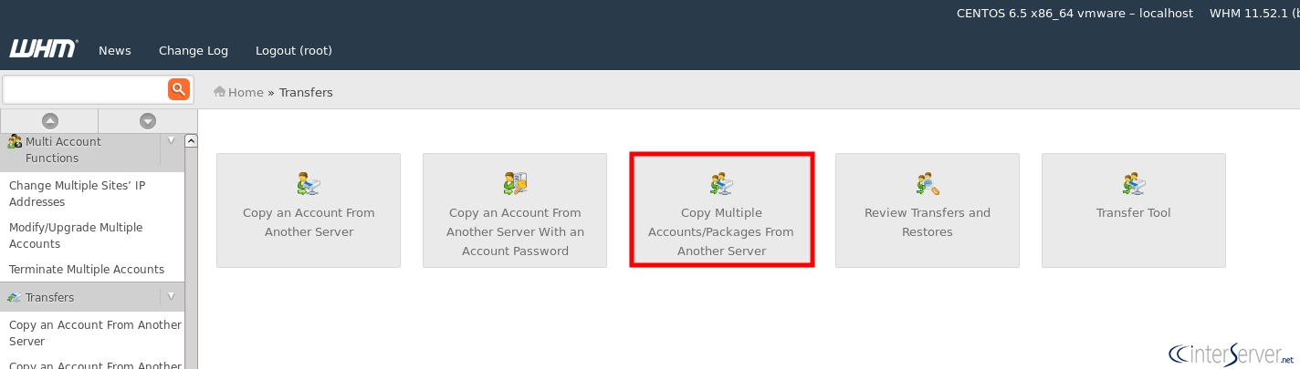 Transfer a cPanel account