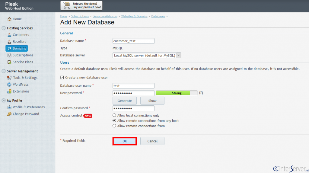 Database Management in Plesk