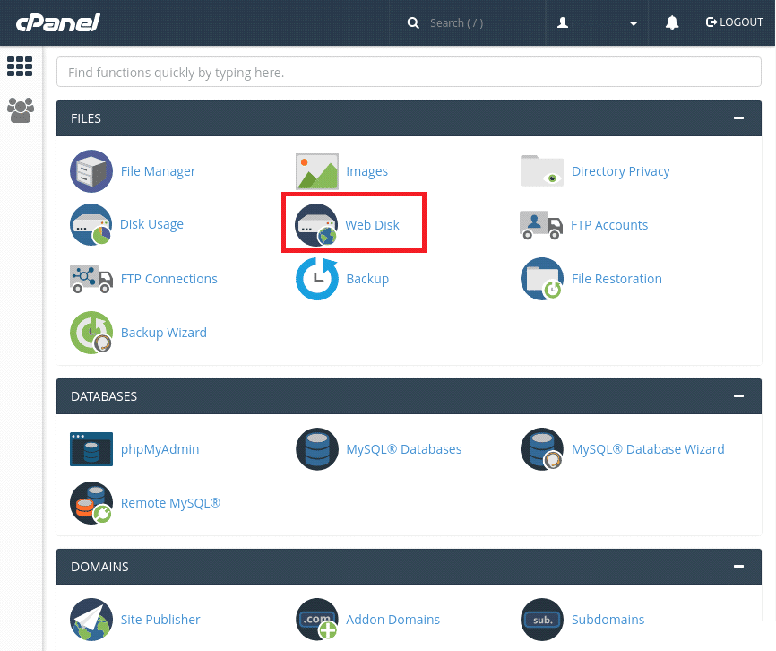 webdisk in cPanel