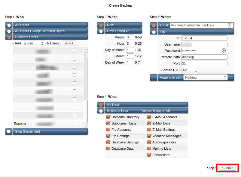 Transfer accounts from DirectAdmin to DirectAdmin