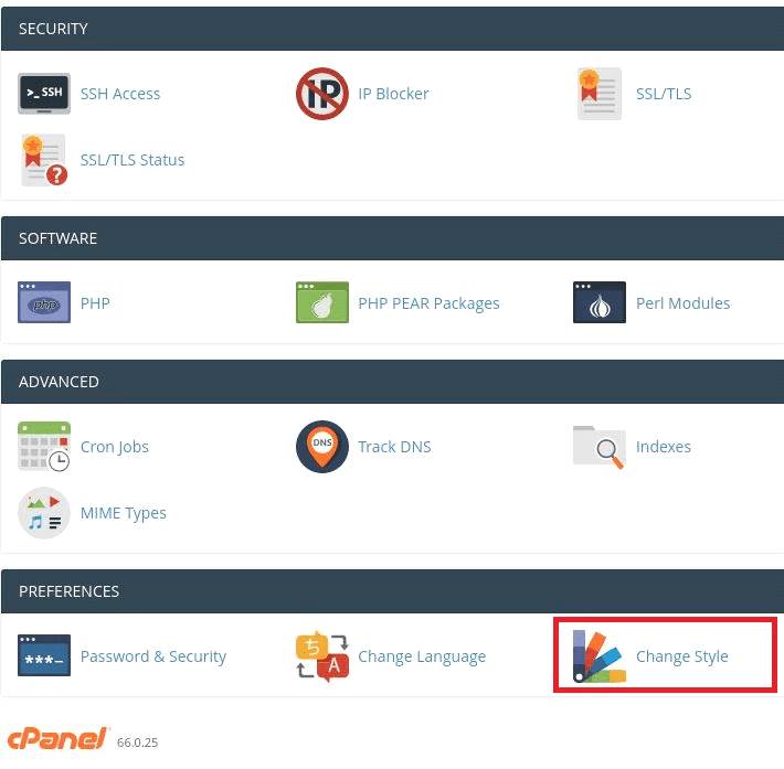Change cPanel style