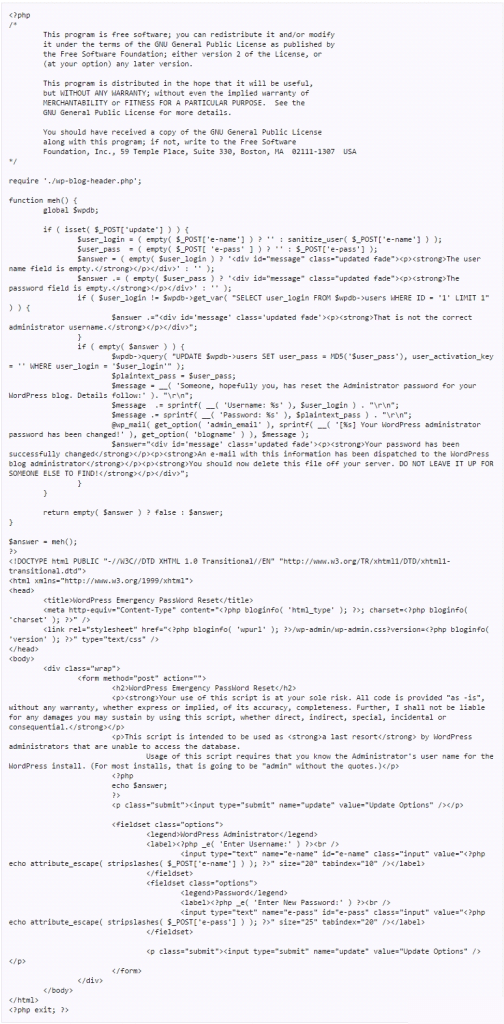 reset WordPress reset WordPress